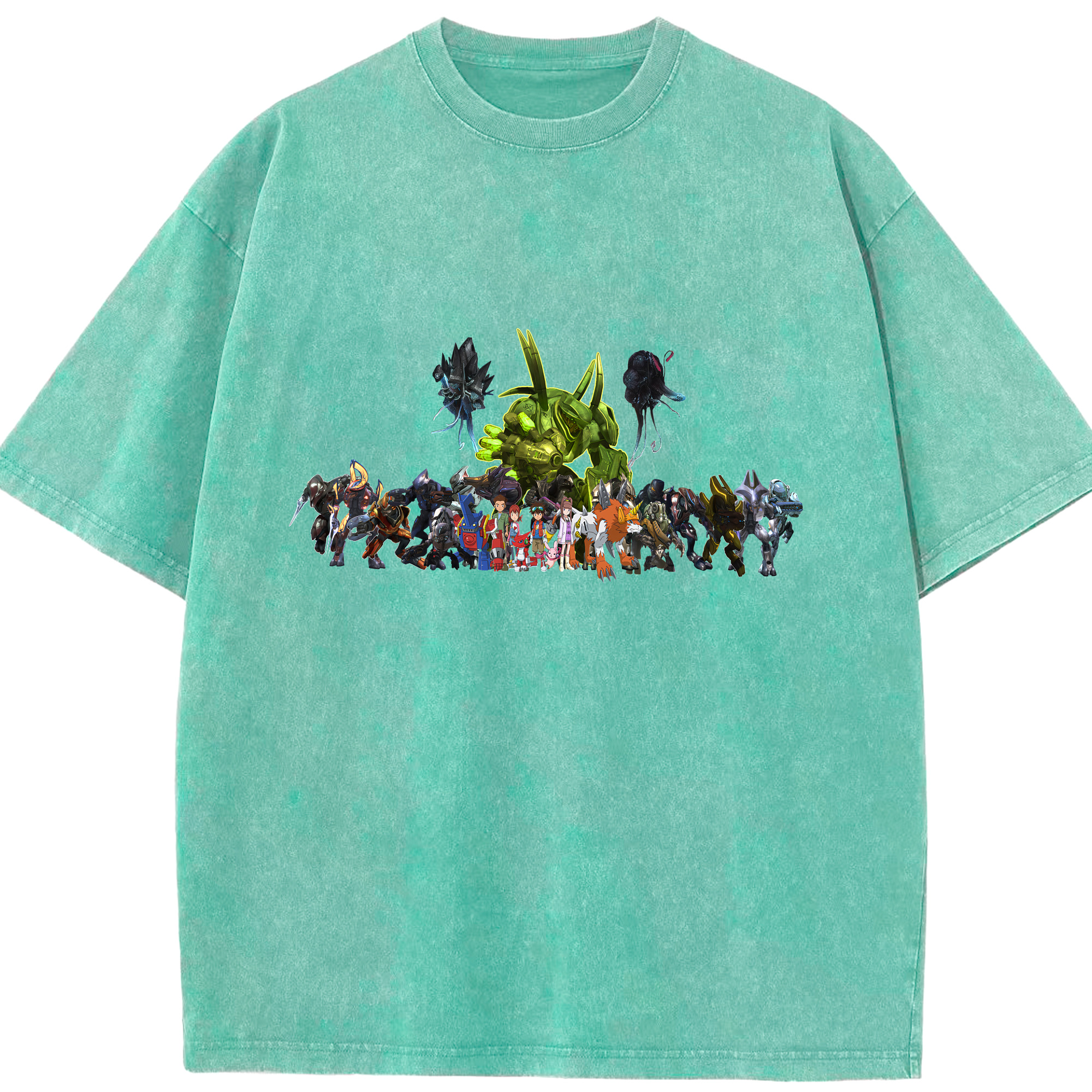 （画像用） Digimon デジタルモンスター/デジモン 綿100% ヴィンテージ風 半袖Tシャツ（フロントプリント）